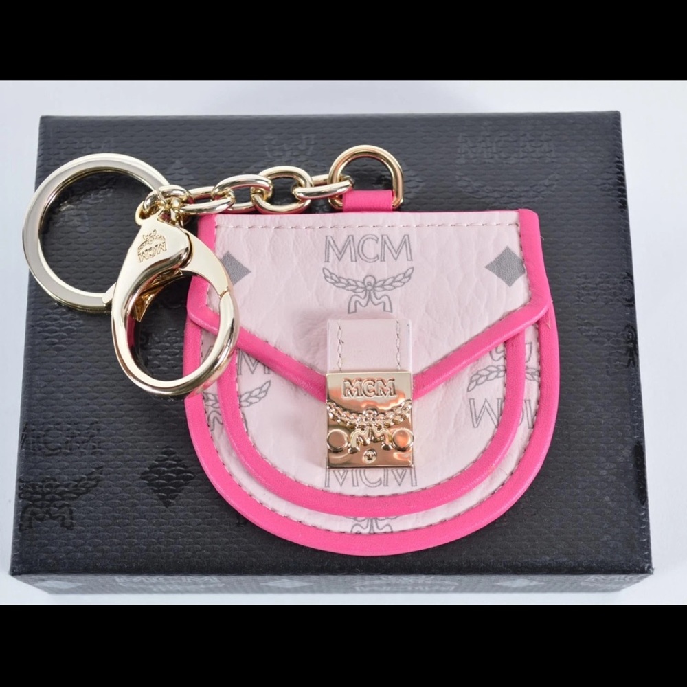 MCM Pink and Gold Bag Charm or Keychain